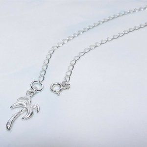 Delightfully Fun Sterling Silver "Palm Tree" Dangle Curb Link Anklet New W/ Tags